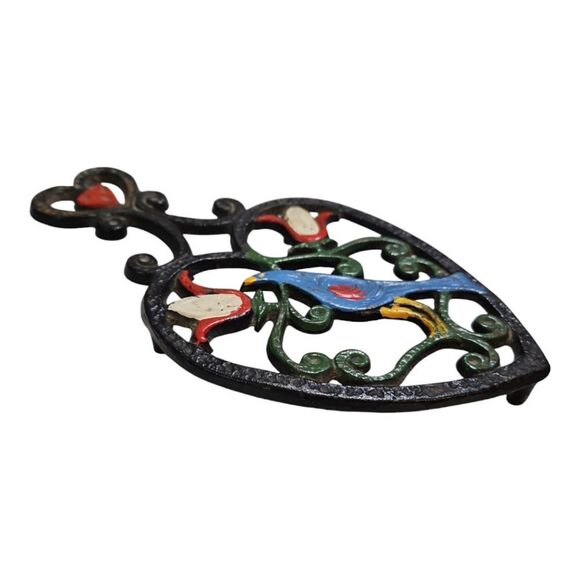 Vintage Cast Iron Trivet Noble Pennsylvania Dutch Folk Art Design - Picture 2 of 6